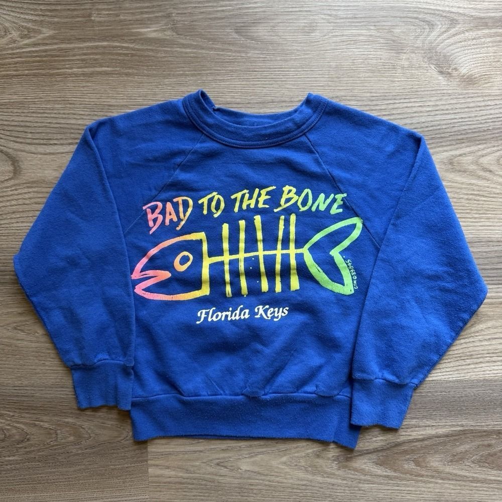 Vintage 80s Florida Keys Souvenir Crewneck Sweatshirt Boys Youth S 6-8 USA